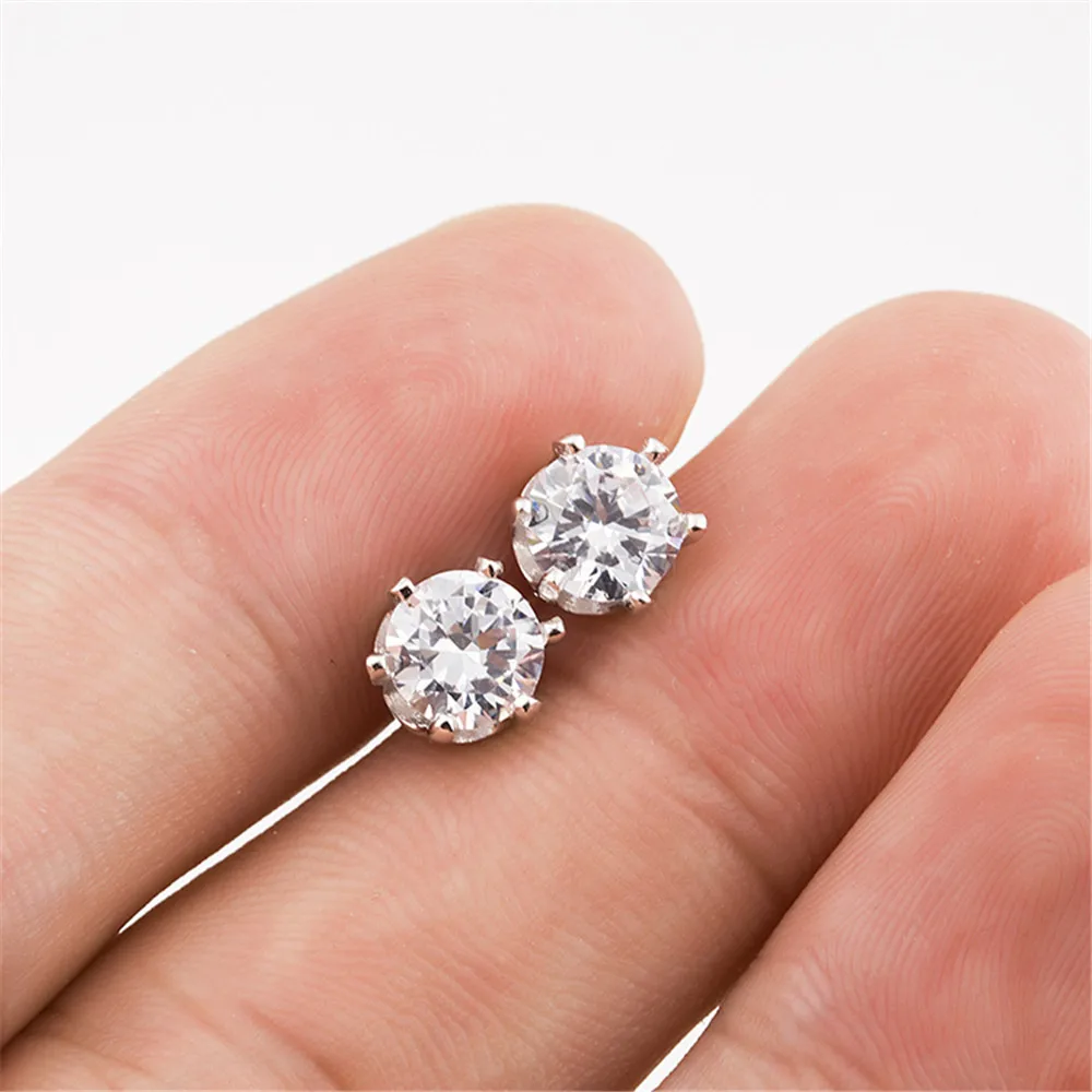Женские серьги из серебра 925 пробы с фианитом|stud earrings|earring studs earringsheart crystal stud earrings |