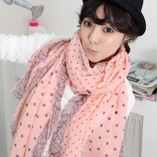 Женский шарф в горошек на весну и лето шелковый | Аксессуары для одежды