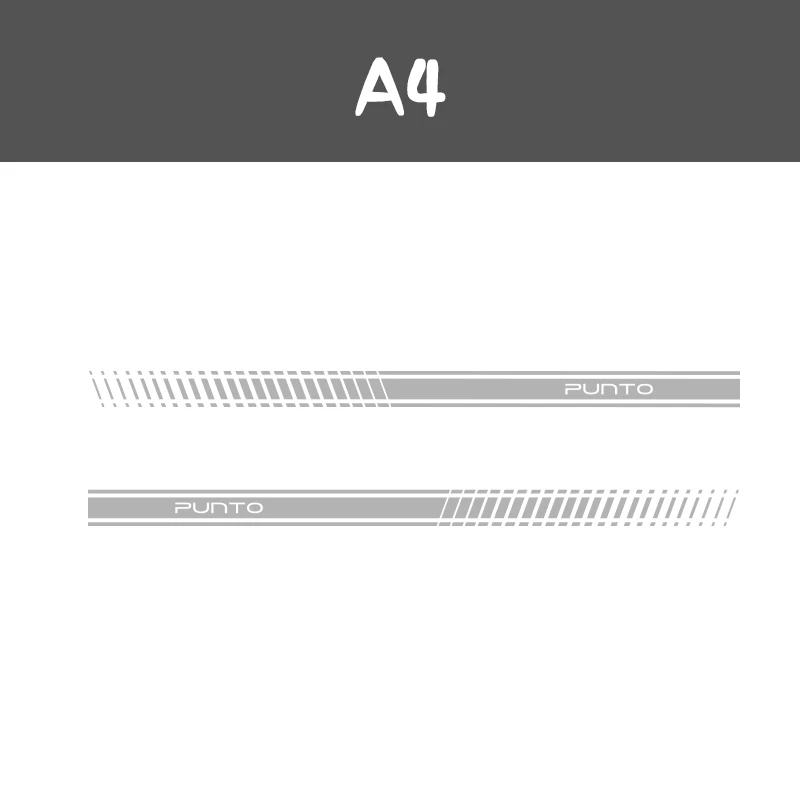 Glossy Silver Grey 2 шт. гоночные боковые полосы автомобиля наклейки авто винил графика для Fiat Punto Abarth - Название цвета: Glossy Silver Grey