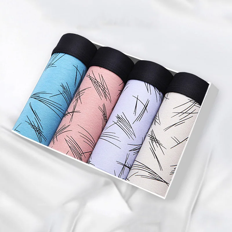 Мужские боксеры 4 шт./партия нижнее белье хлопковые бесшовные для мужчин u