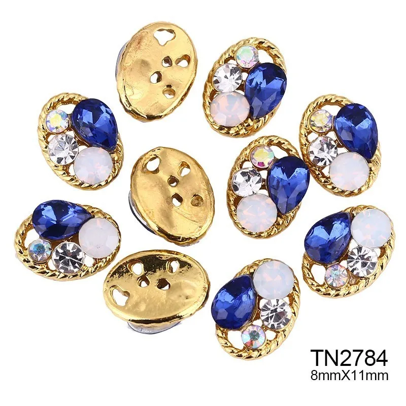 TN2784 Blueness 10 шт. 3D металлический сплав украшения для ногтей красочные Шарм блестящие украшения Украшение для ногтей горный хрусталь аксессуары - Цвет: TN2784