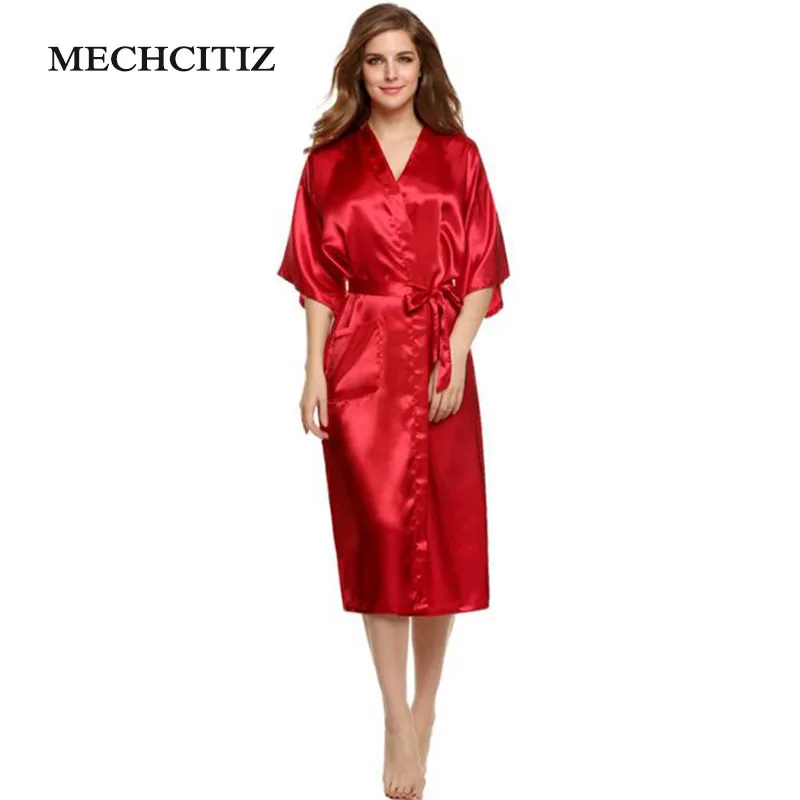 MECHCITIZ Silk Satin Wedding Mother of the Bride Robe Summer Dressing Gown Fashion Kimono For Women | Женская одежда
