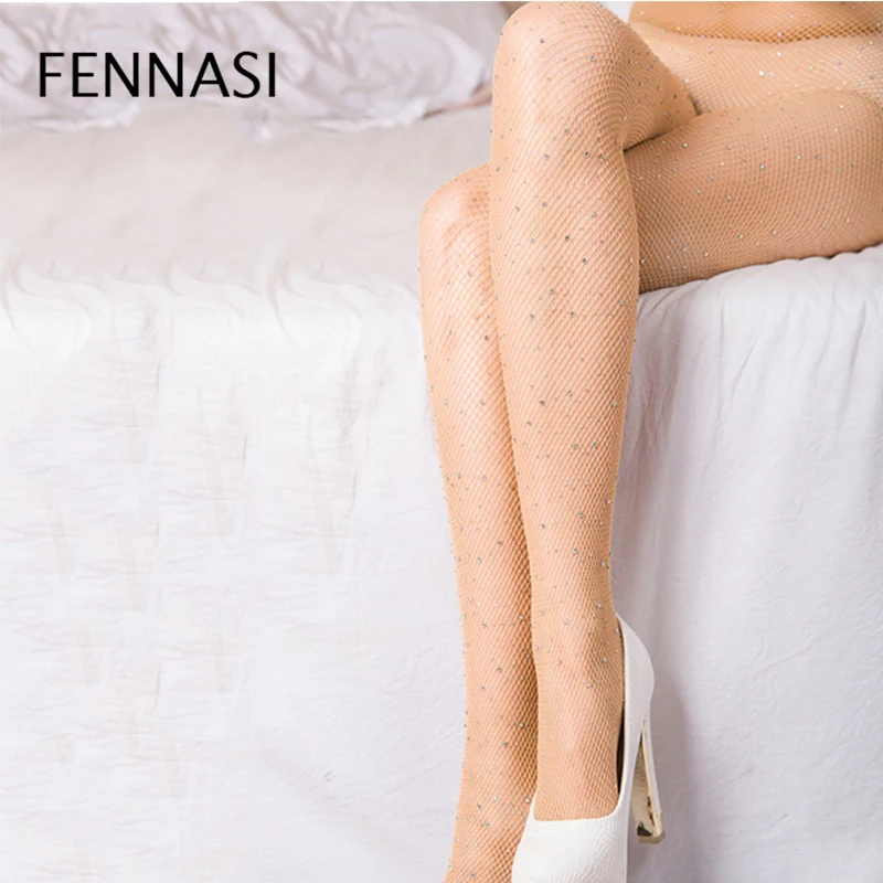 FENNASI Sexy Красочные кристаллическая сетка колготки Для женщин блестящие Diamond