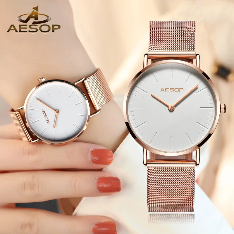 

Top Women Watch Brief Elegant Quartz Wristwatch Rose Gold Simple Thin Ladies Clock Waterproof Relogio Feminino Montre Saati