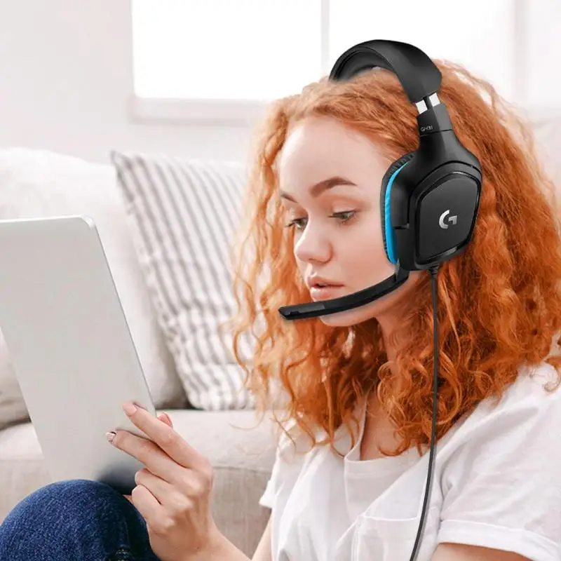 Проводная гарнитура с объемным звуком от lotech G431 DTS 7,1, игровая студийная гарнитура Pro DJ, наушники с микрофоном, регулируемая складная гарнитура для телефона, ПК