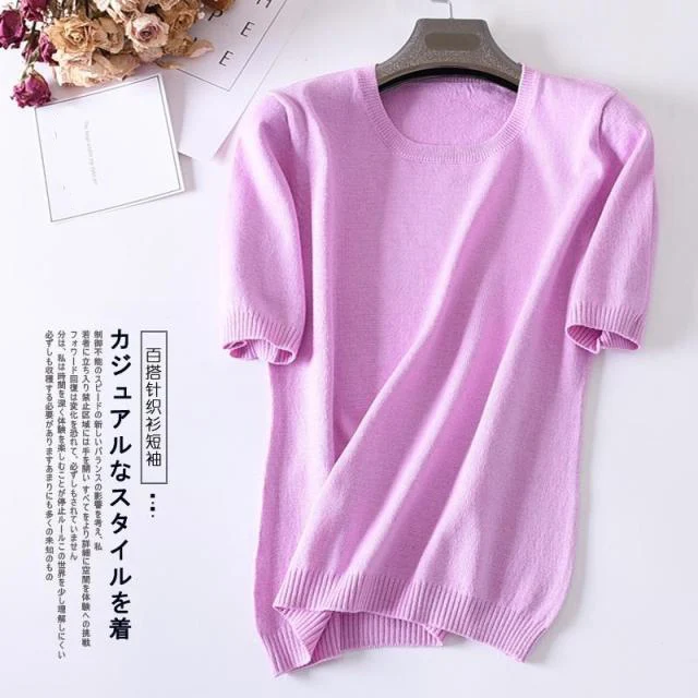 Soft Cashmere Round neck Sweaters and Pullovers for Women Warm Short Sleeve Spring Autumn Fluffy Jumper Female Brand | Женская одежда