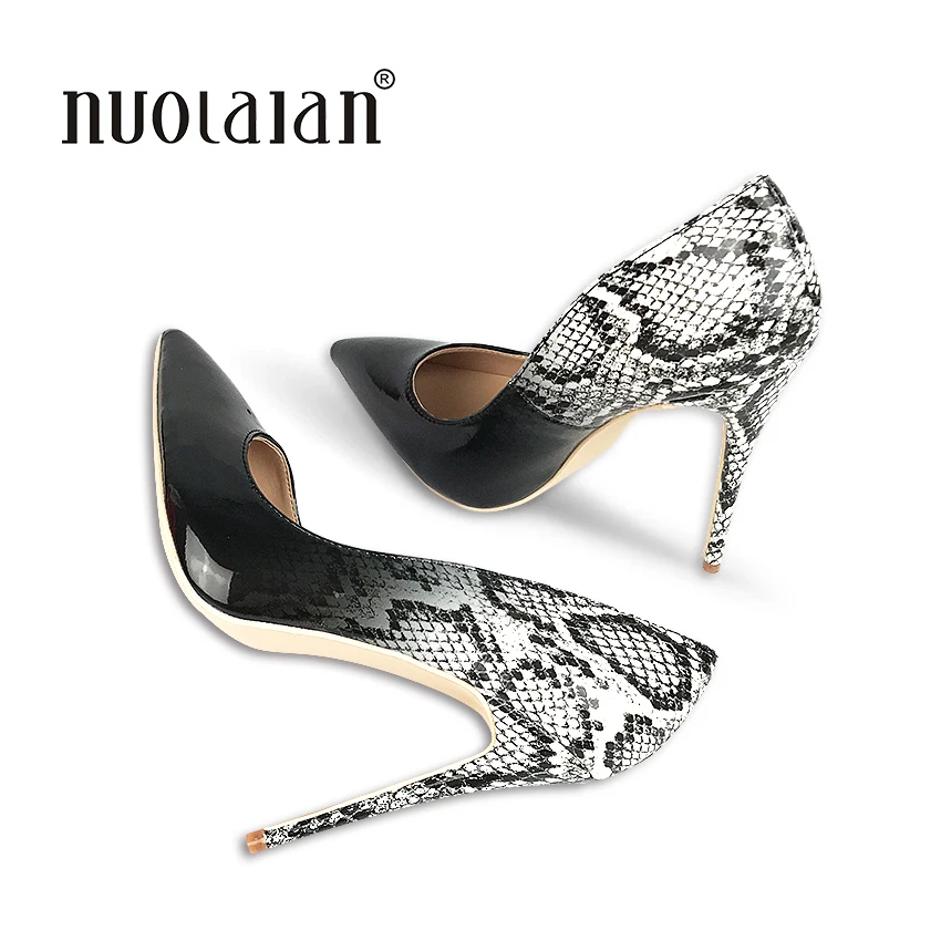 Женские туфли-лодочки на высоком каблуке 12 см с острым носком | Обувь