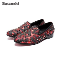 batzuzhi 2018 men shoes luxury brand leather oxfords shoes rivets spikes men loafers moccasins italian shoes for men flats 6 12