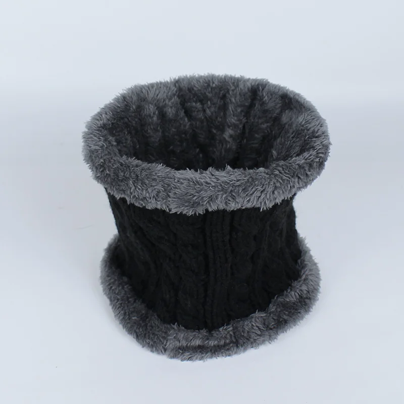 Ring Black Зимние шапочки Для женщин Для мужчин модные однотонные внутри толстый теплый трикотаж зимняя шапка Кепки шарф наборы Skullies капот шарф комплекты - Цвет: Ring Black