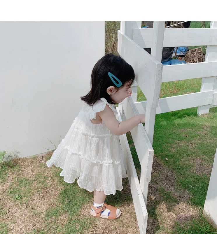 Блестящие шифоновые платья принцессы для девочек коллекция года, новое летнее повседневное модное платье с рукавами-крылышками детская одежда для детей от 3 до 8 лет