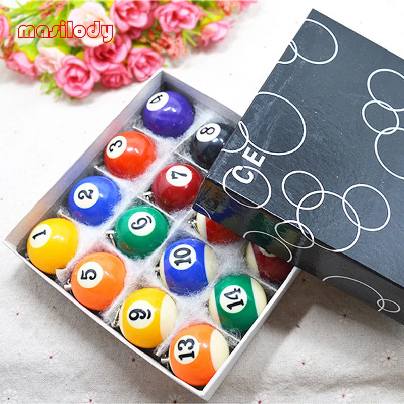 16 шт./лот оптовая продажа брелок для бассейна бильярда мяча снукера мини