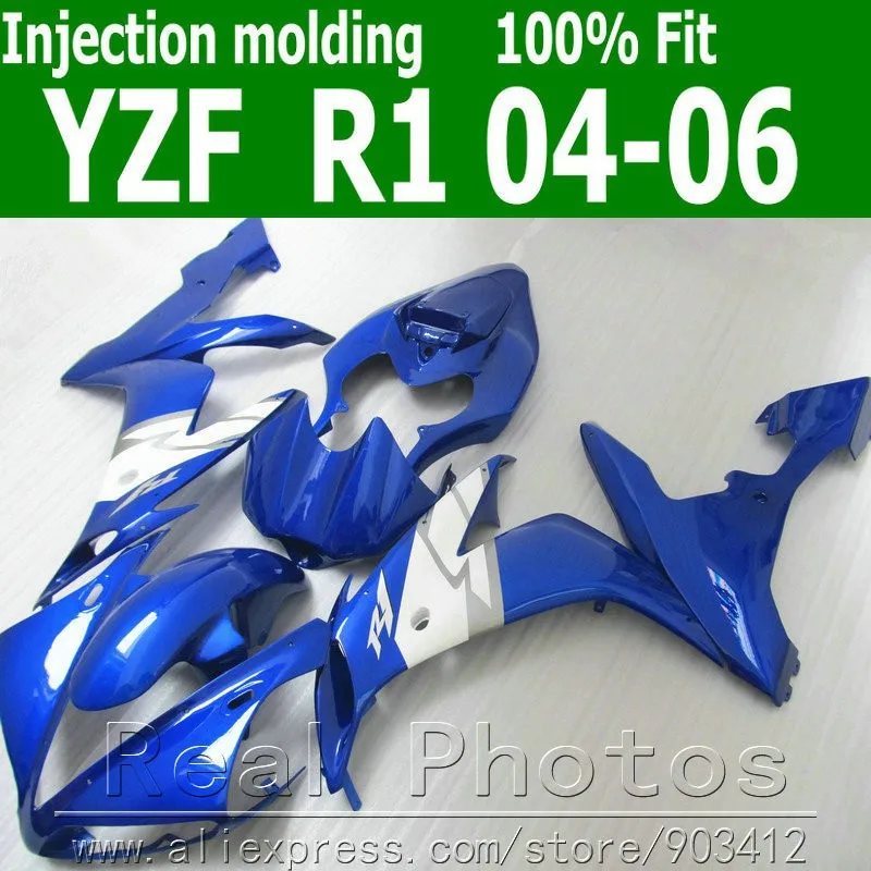 Комплект обтекателей под давлением для YAMAHA R1 обтекатель 2004 2005 2006 синий черный