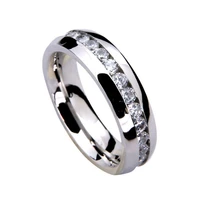 316l stainless steel rings titanium steel high polished inlaid within arc circle rhinestone silver ring couple lover engagement