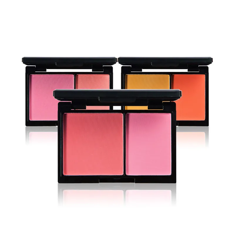 HUAMIANLI Professional Double Color Blusher Palette Cosmetics Long Lasting Face Blush Matte Powder Maquiagem Natural | Красота и