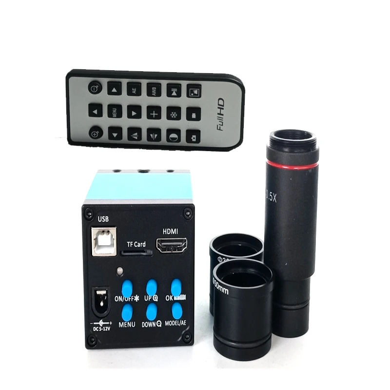 16MP 1080P HDMI USB TF card output video Microscope Camera + 30mm /30.5mm Adapter Ring+IR remote control+measurement software |