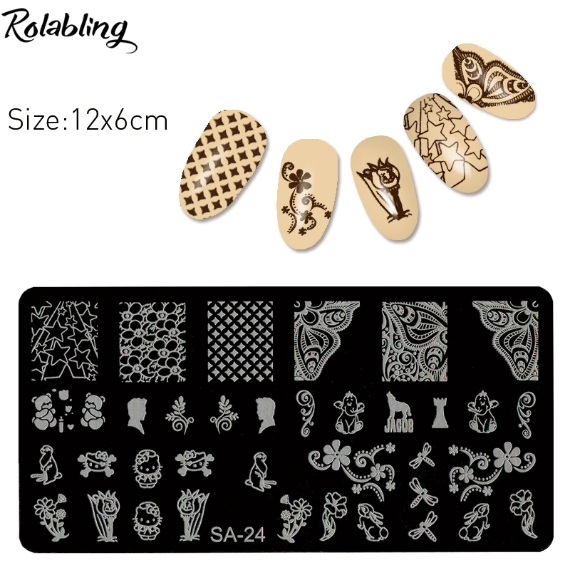 Rolabling новинка один предмет модные шаблоны для дизайна ногтей штампы штампованные