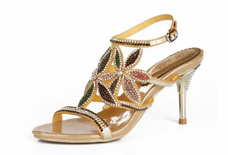 Летние женские босоножки со стразами пикантная женская обувь на высоком каблуке