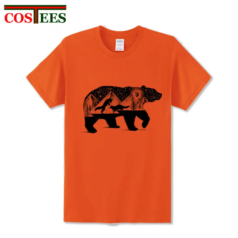 2017 самая дешевая модная футболка с медведем Мужская коротким рукавом мужские