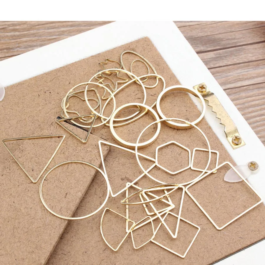 5 шт. круг цвет золотой треугольник квадратное сердце звездочка ожерелье браслет