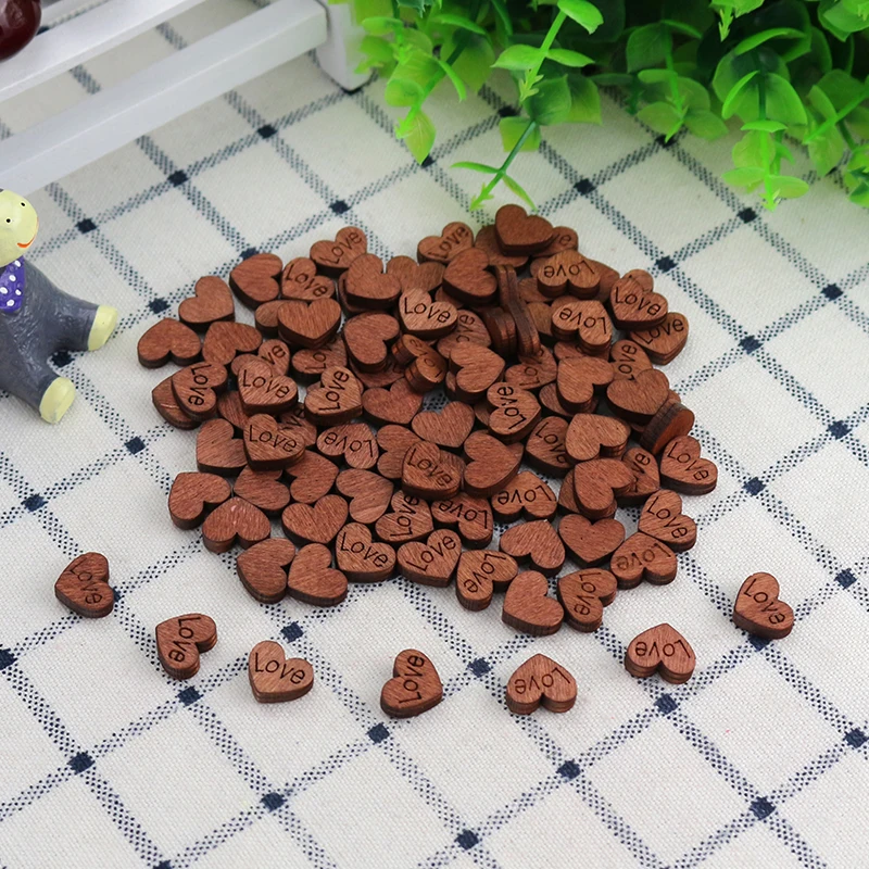 Дешевые 100 шт деревянное сердце с любовью DIY ремесло Ретро Сердце Ломтики для