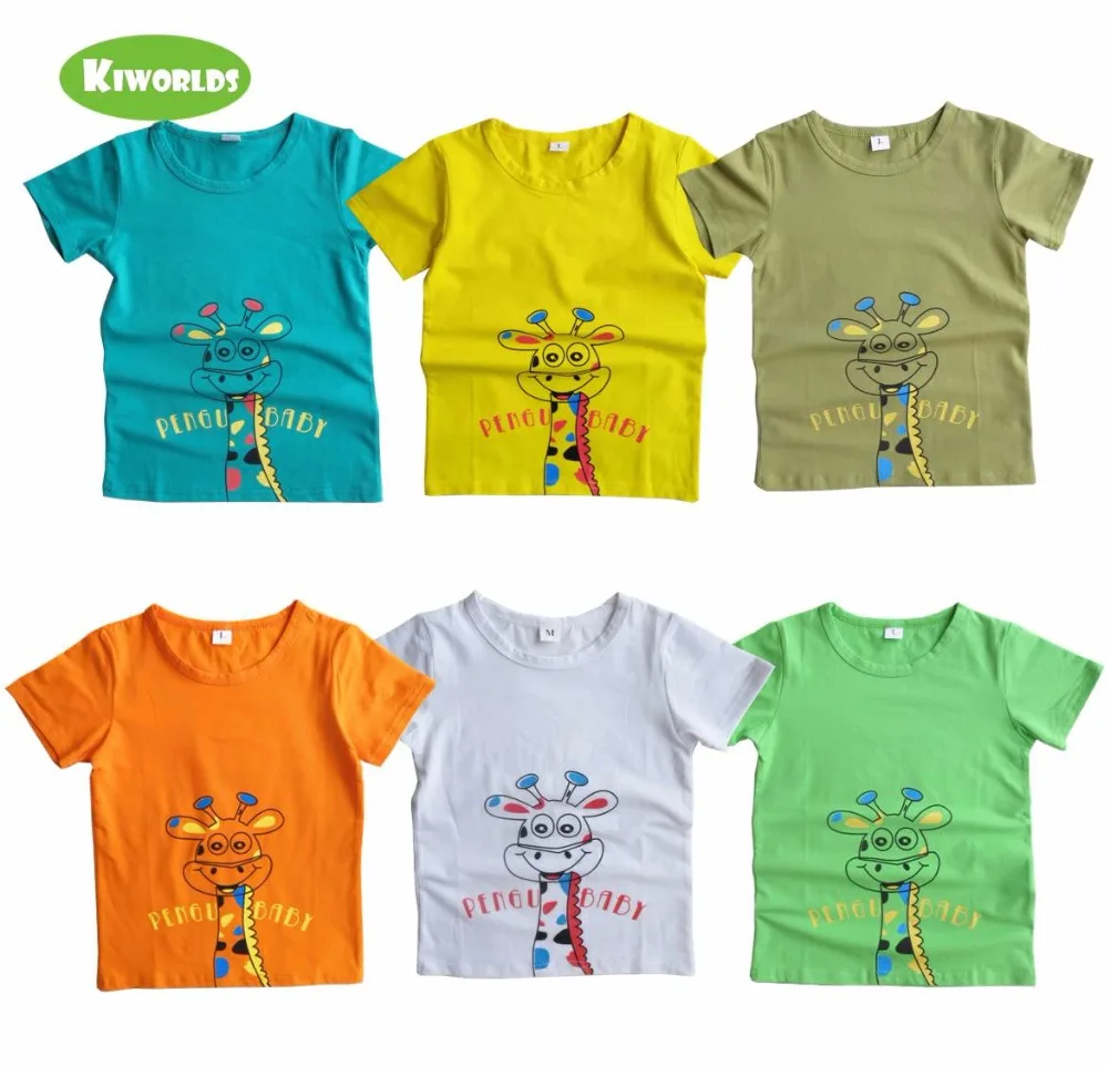 Летняя хлопковая футболка с короткими рукавами для мальчиков и девочек