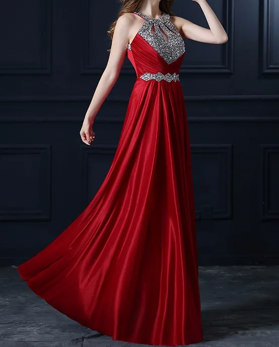 Pluse длинные шелковые вечерние платья размера красный бисер плиссированные с