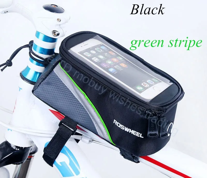 Black green stripe Водонепроницаемый велосипед держатель мобильного телефона мотоциклетная подставка для iPhone 7 8 Plus samsung huawei 5," Сумка-держатель для телефона кронштейн - Color: Black green stripe