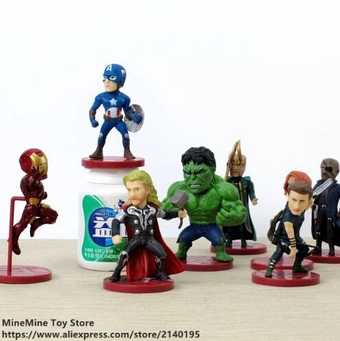 DISNEY Marvel Мстители 8 шт./компл. Железный человек Тор Халк см фигурку аниме мини