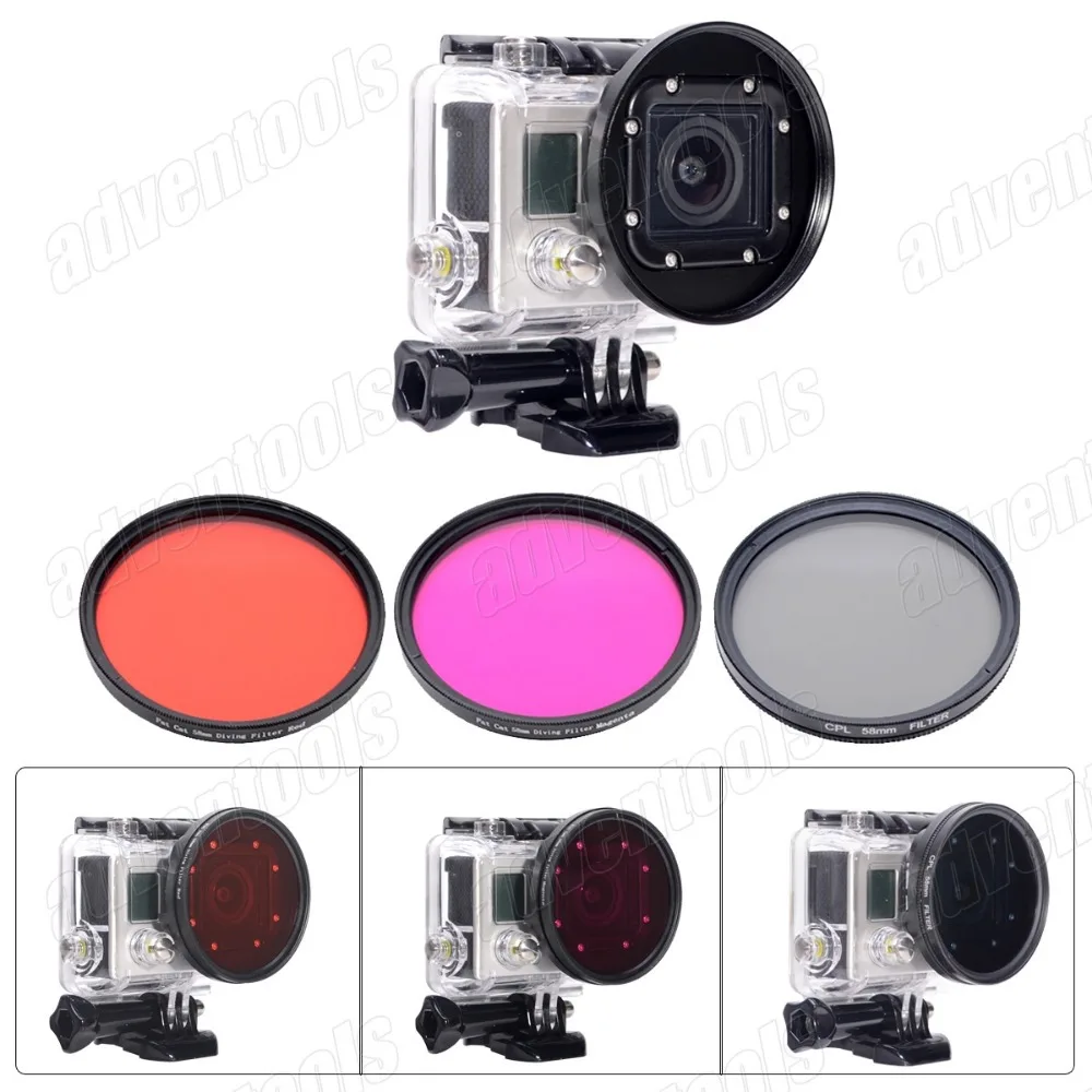 

Fantaseal Lens Filter for GoPro Hero 3 Housing Professional 58mm Underwater Color-Correction Red +Magenta Dive Filter + CPL
