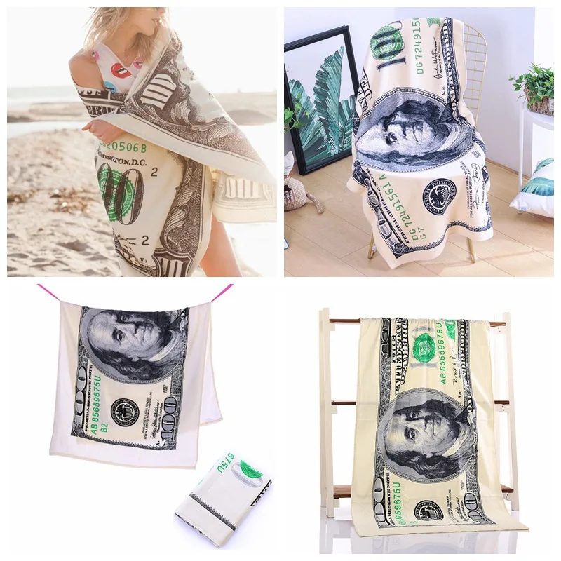 

One Hundred Dollar USA Bill Decorative Beach For Your Friends Towel Printed Bath Towel For Beach Swimming Pool Sunbathing