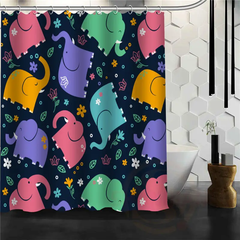 

Custom Elephant And Flower Waterproof Bathroom Shower Curtain