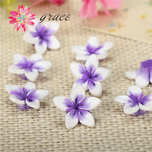 purple 25 шт./лот 18 мм плоская задняя сторона прекрасный Fimo Полимерная глина цветы бусины Diy украшения для волос Аксессуары для мобильных телефонов материалы для рукоделия - Цвет: purple