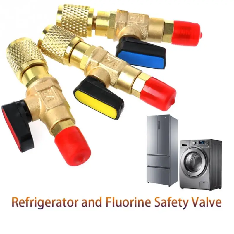 3 шт. R410A Клапан хладагента AC зарядные шланги латунь ровный шар клапаны для