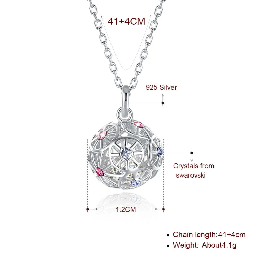 LEKANI ожерелье с разноцветными шариками и кристаллами Swarovski серебро 925 пробы