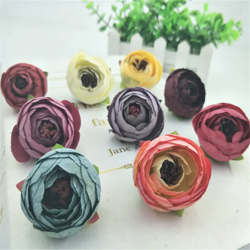 

4CM Head,40PCS Fake Tea Rose Buds Artificial Silk Flowers Mini Roses Heads,DIY For Wedding Decoration Bridal Bouquet,wreath,Hair