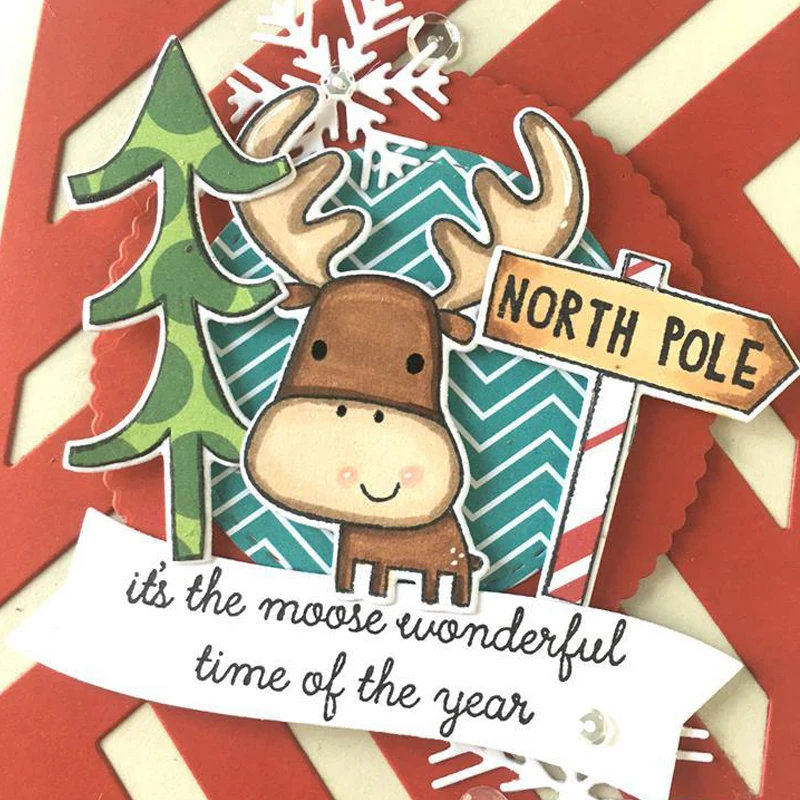 Набор прозрачных силиконовых штампов Merry Christmoose для скрапбукинга/фотоальбома