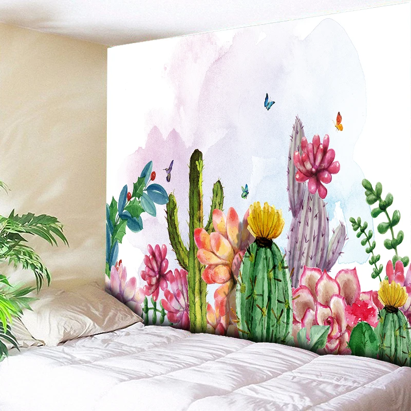 

5 Size Cactus Tapestry Mandala Wall Hanging Green Succulents 3D Flower Art Carpet Blanket Yoga Mat Decorative Tapestry for Home