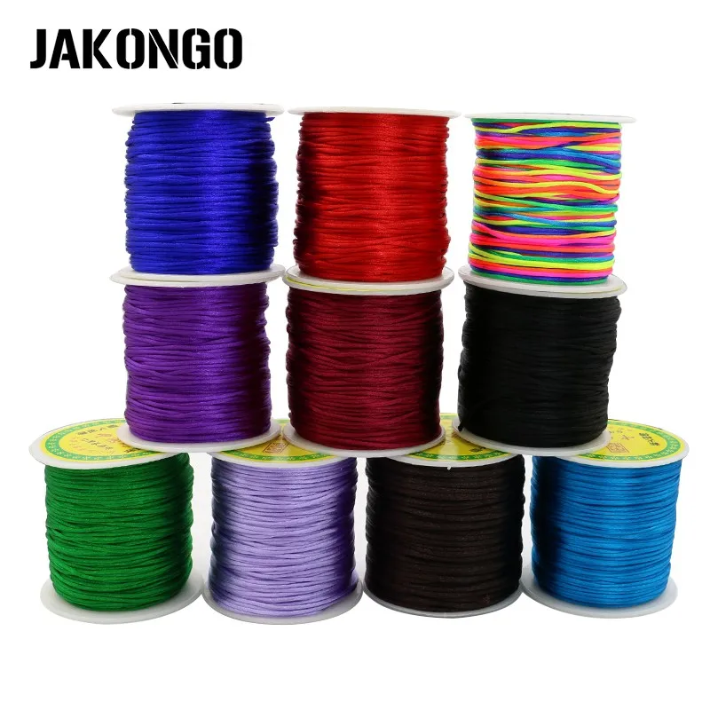 

JAKONGO 1mm Silky Satin Braiding Cord Chinese Knoting Thread For Jewelry Making Rope for DIY Bracelet Necklace Handmade