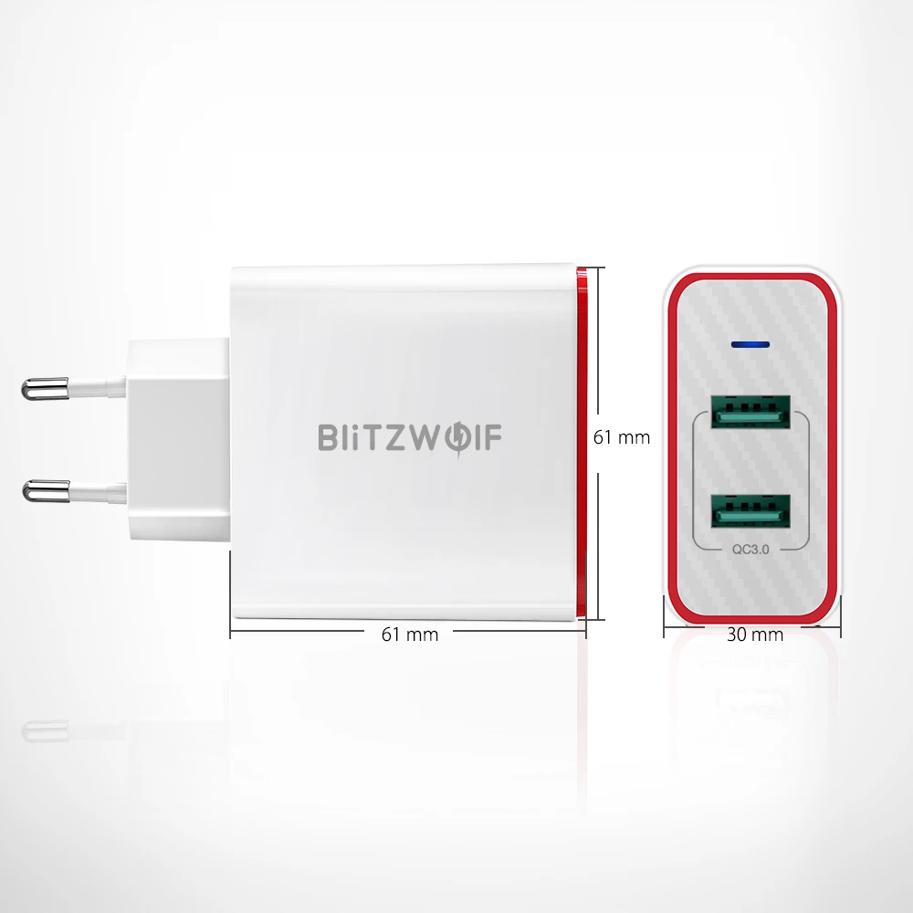 BlitzWolf 36 Вт USB быстрое зарядное устройство с европейской вилкой два порта адаптер настенное зарядное устройство для Xiaomi roidmi 2s S9 для iPhone 8 для huawei P10 P20