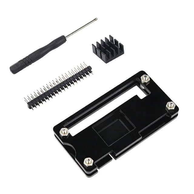Черный Для Raspberry Pi Zero kit акриловый чехол+ алюминиевый радиатор+ 40Pin GPIO Header+ отвертка для Raspberry Pi Zero W 1,3 Pi0 - Цвет: Черный
