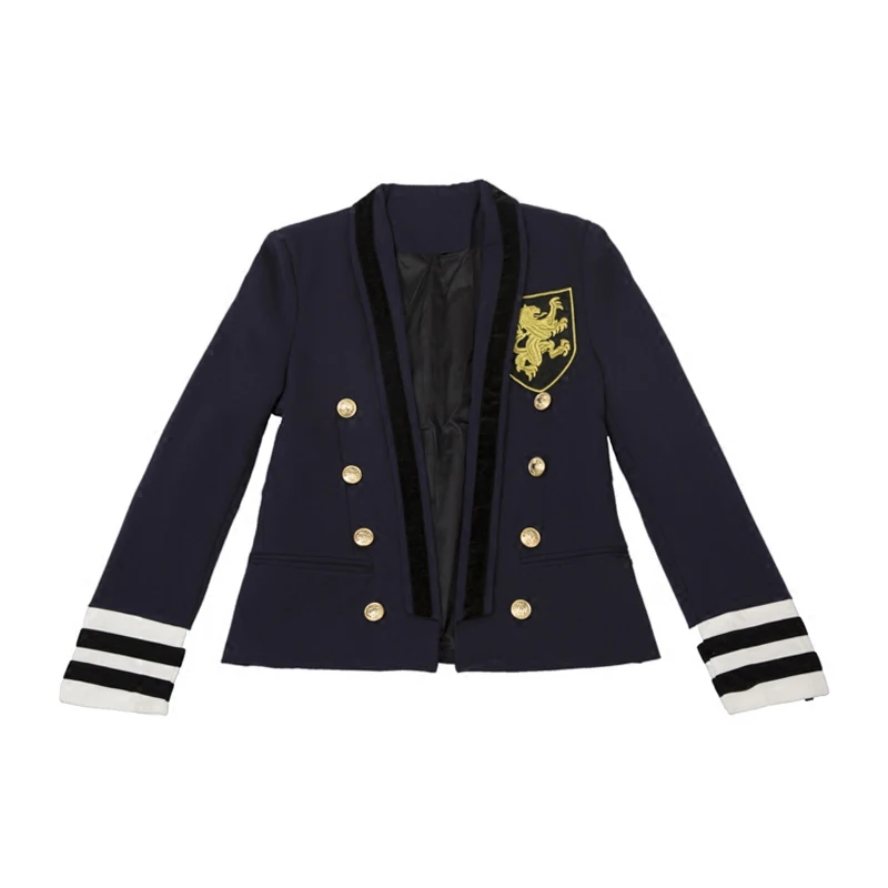 Navy Blue Новая Осенняя мужская куртка модная куртка с вышивкой Повседневный тонкий маленький костюм сценический танцор хип-хопа костюм певицы - Цвет: Navy Blue