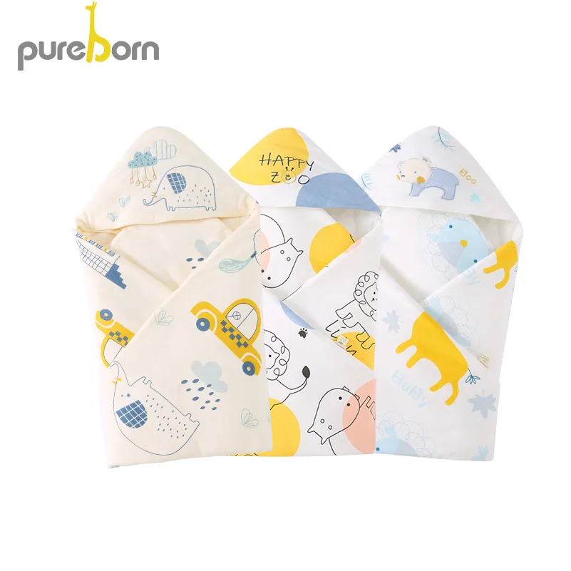 Pureborn/Пеленальное Одеяло для новорожденных мальчиков и девочек с капюшоном