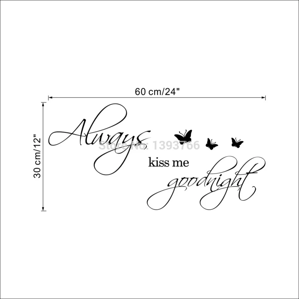 Заводская цена виниловая настенная наклейка с цитатой Always Kiss Me Goodnigt декоративная