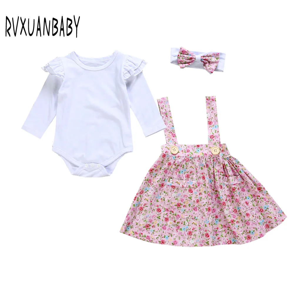 Осенняя одежда для новорожденных девочек из 3 предметов футболка с длинными