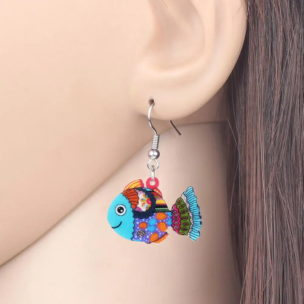 Bonsny набор акриловых украшений элегантное милое Аниме ожерелье с рыбкой серьги