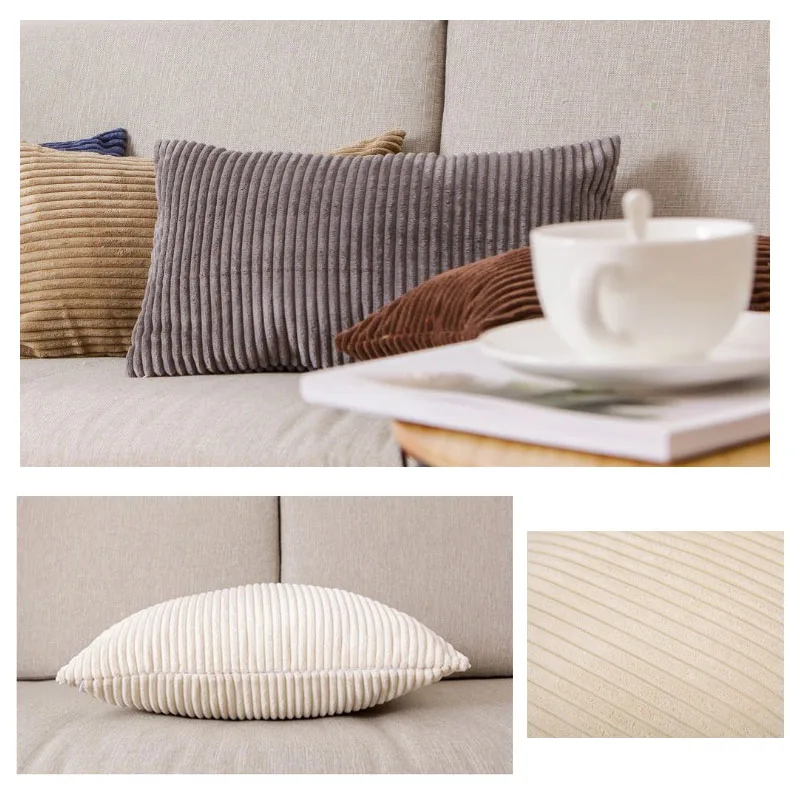 Drop Ship Corduroy Flocking Velvet Cushion Cover Pink Grey Blue Coffee Soft Home Decorative Pillow Cover 30x50cm/40x60cm Lumble