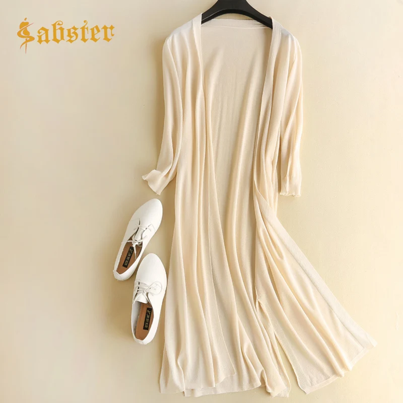 

20019 Summer Kimono knit long Cardigan Women Loose Air Conditioning Long Shirt Knitted Jacket Shawl For Ladies XZ129