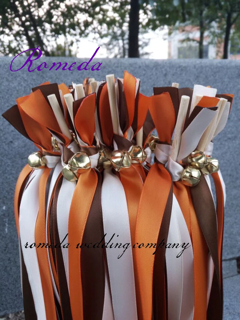 Бесплатная доставка 3 ленты (оранжевый коричневый крем) свадебные палочки лента с