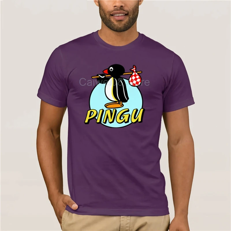 Fashion T Shirt 100% Cotton Free shipping PINGU ALL SIZES White cotton men summer fashion brand T-shirt | Мужская одежда
