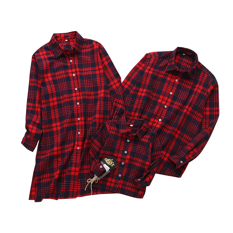 

Family Matching Clothes Long Sleeves Outfits Mom And Girls Plaid Shirt Father Son Matching Clothes Kids Family Look Clothing